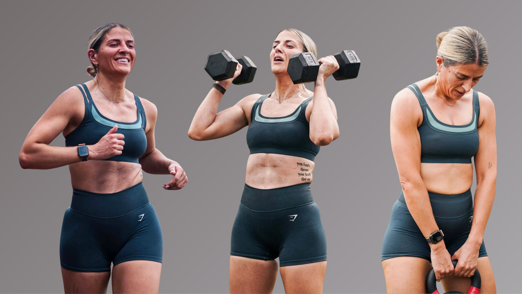 Northern Ambasaddor Dani Turner working out with dumbbells and kettlebell