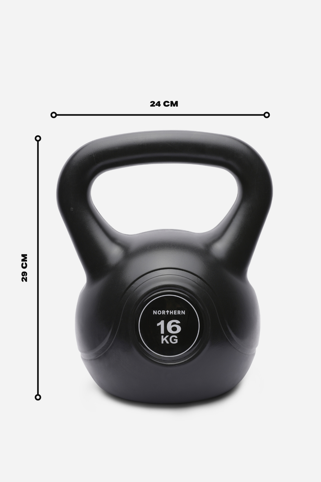 16kg Vinyl Kettlebell Dimensions