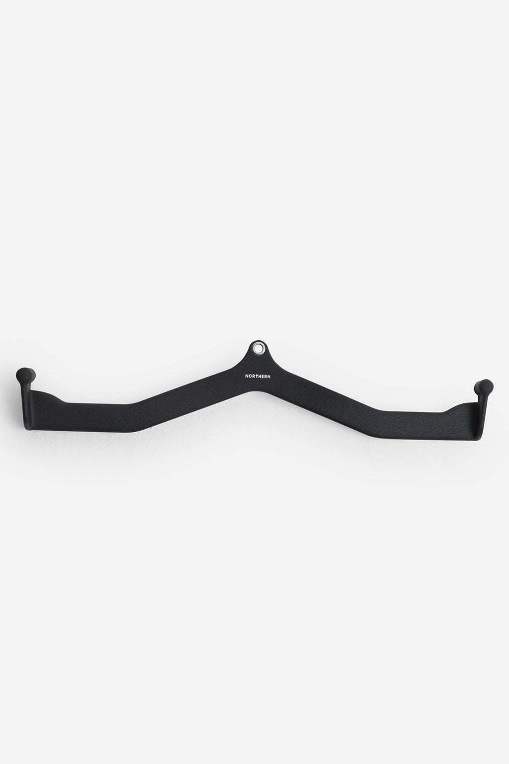 Front view of wide grip angled lat pulldown bar with rounded-ball end grips