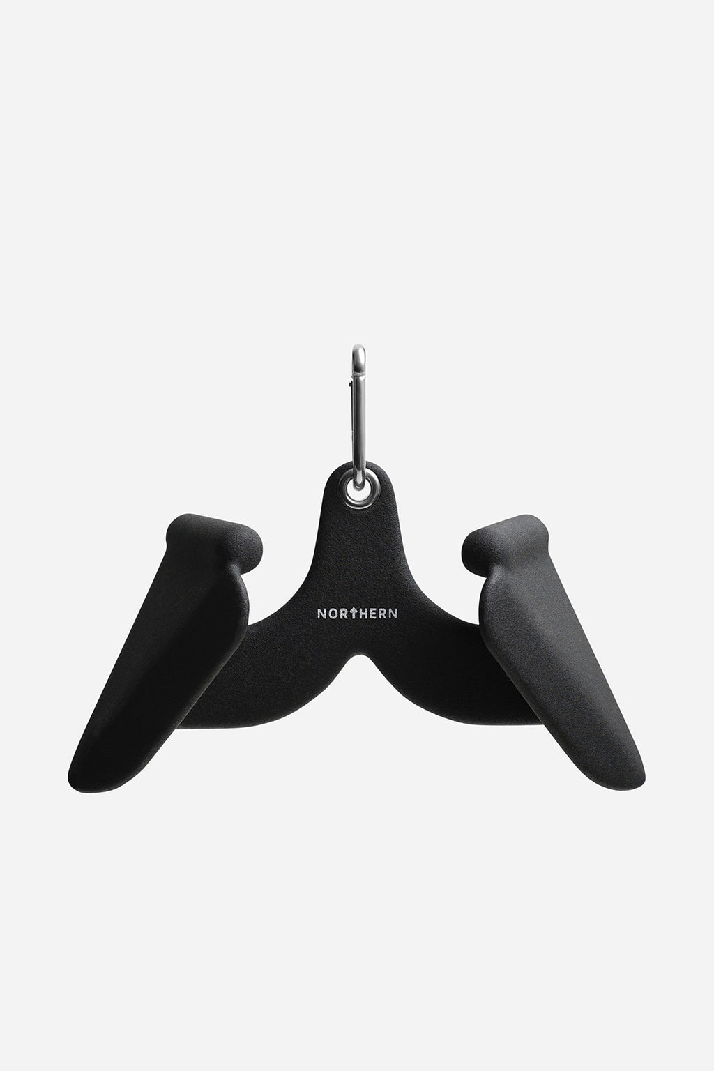 Front view of narrow grip angled lat pulldown bar with ergonomic handles and steel eyelet