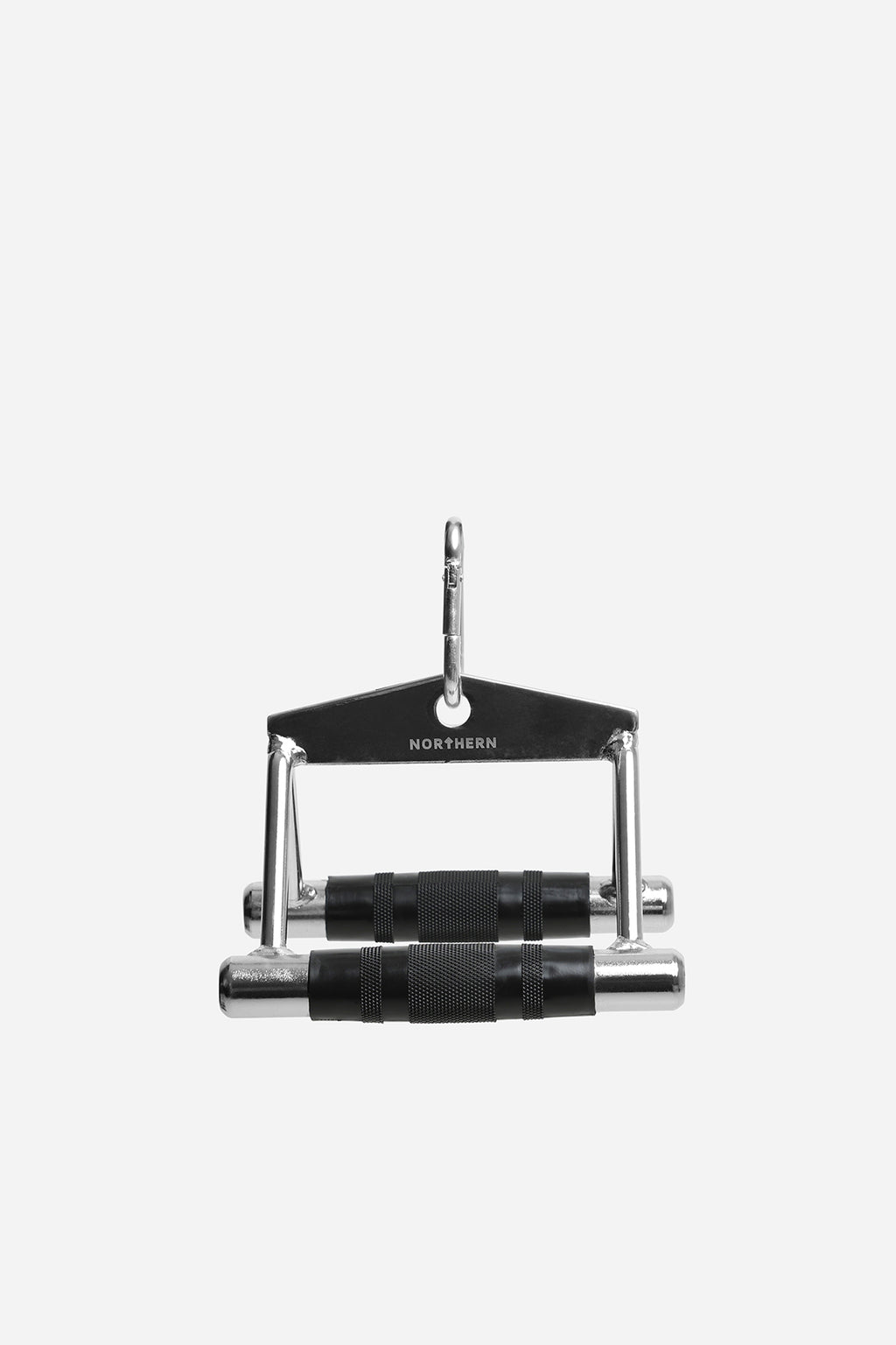 Heavy-duty double D row handle for cable machines featuring textured knurled grip handles