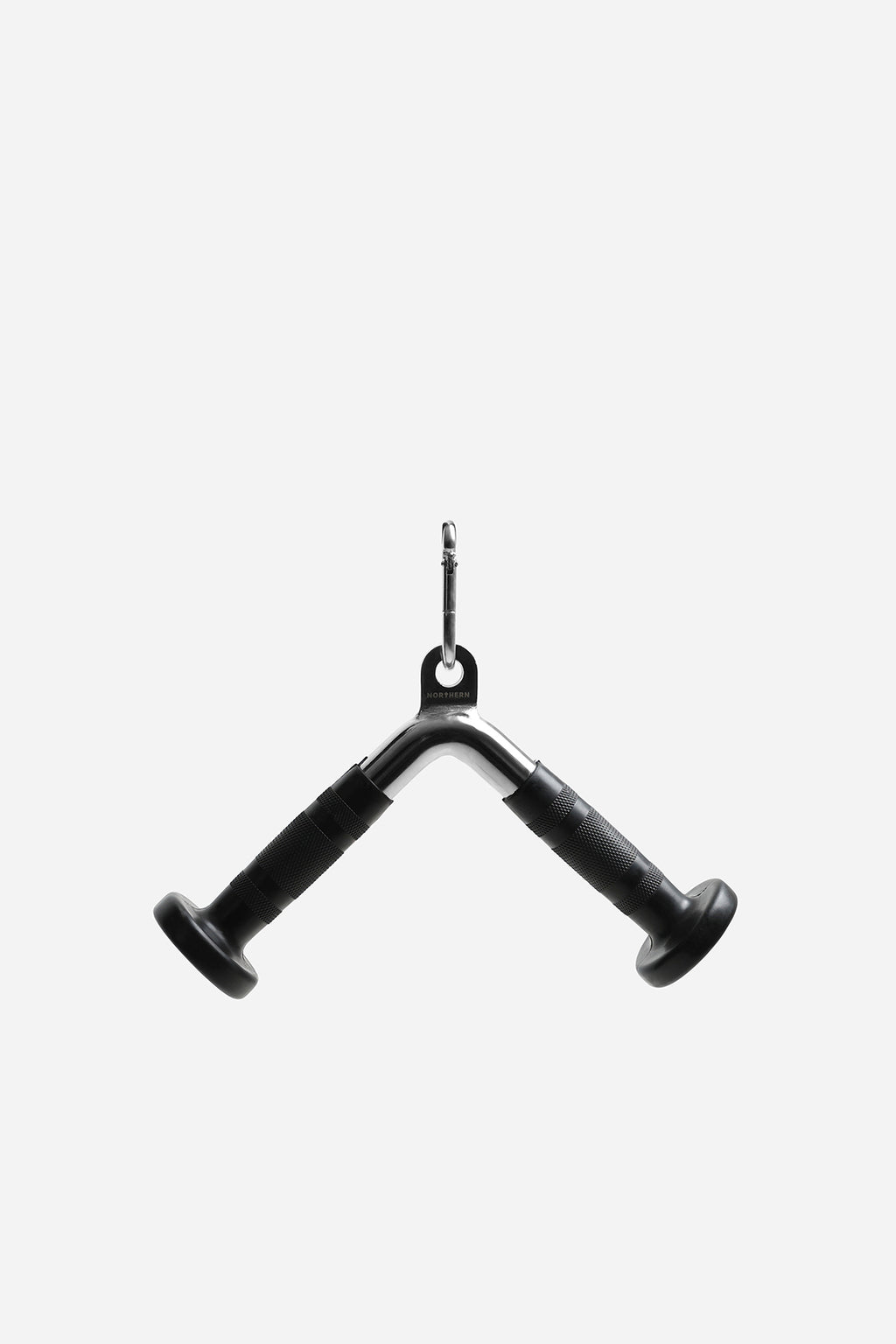 Northern V-bar tricep pushdown attachment with neutral-grip design and knurled rubber handles