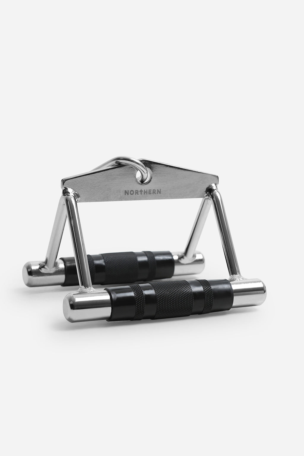Close grip cable row handle attachment for cable machines with knurled grips for seated row exercises