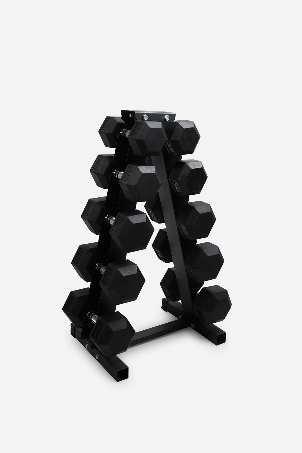 Northern Hex Dumbbell Set 10-20kg with Large 5-Tier A-Frame Rack