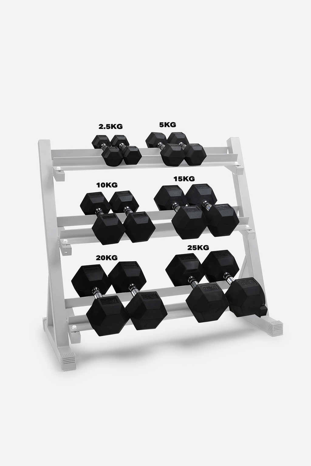 Full 2.5-25kg Progression Hex Dumbbell Set