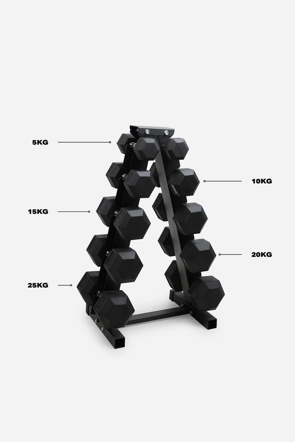 Full 5-25kg Progression Hex Dumbbells Set