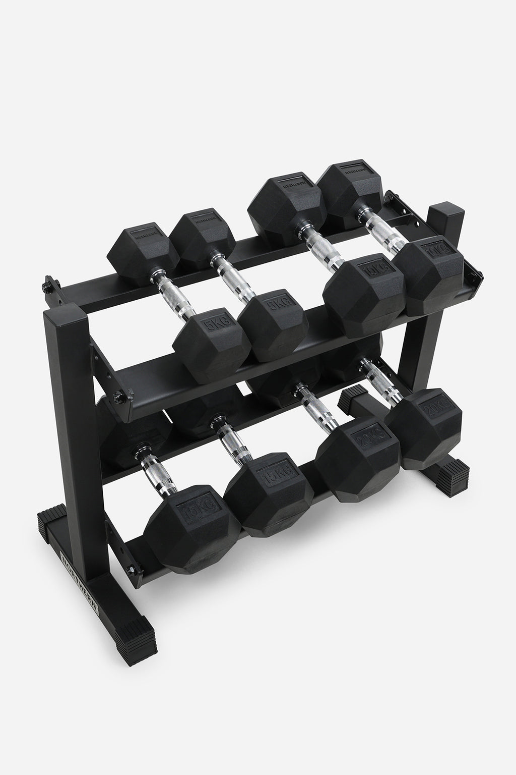 Hex Dumbbell Set 5-20kg with 2-Tier Rack