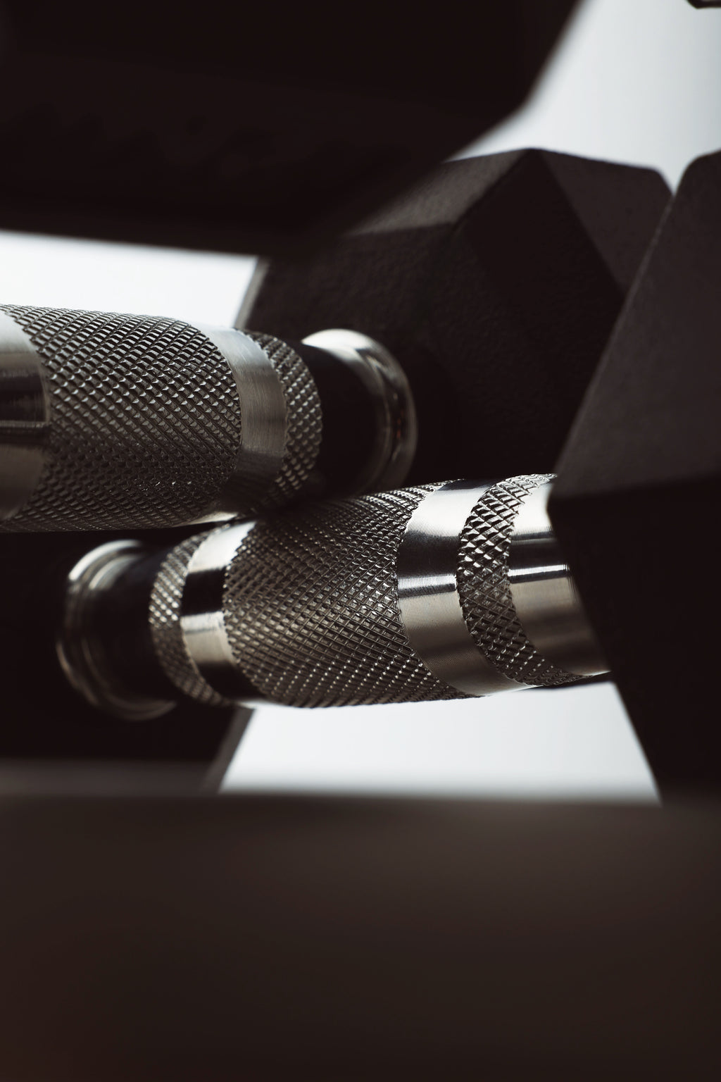 Knurled Grip Chrome Handle Hex Dumbbells