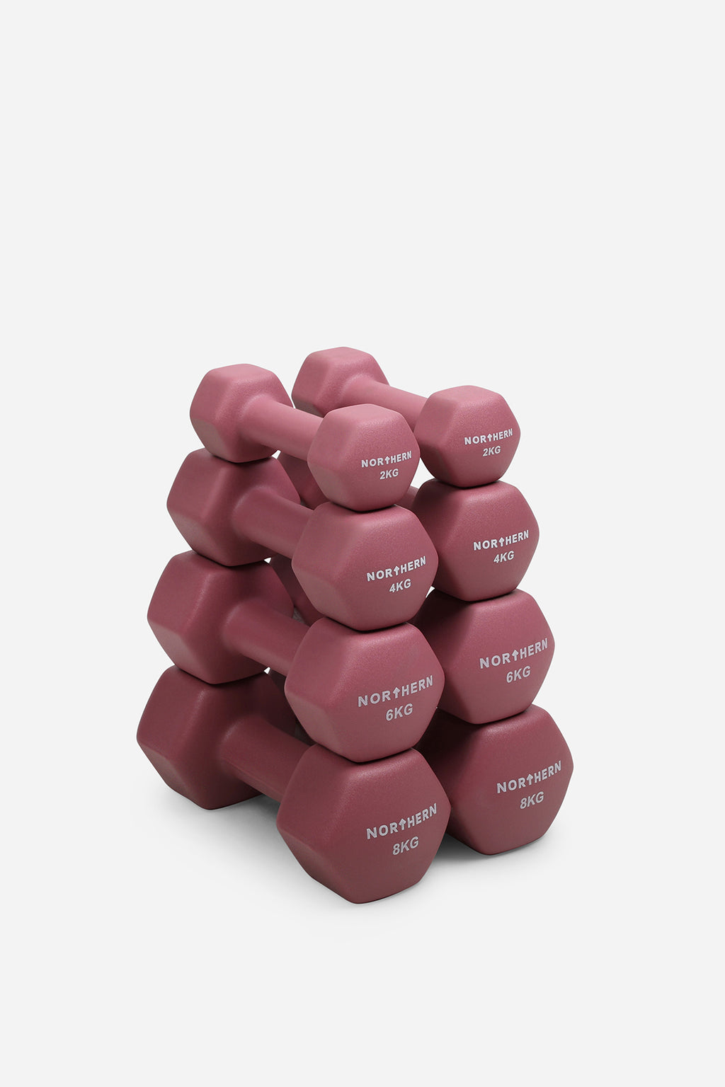 Northern Neoprene Dumbbell Set 2-8kg – Dusk Pink Closer View