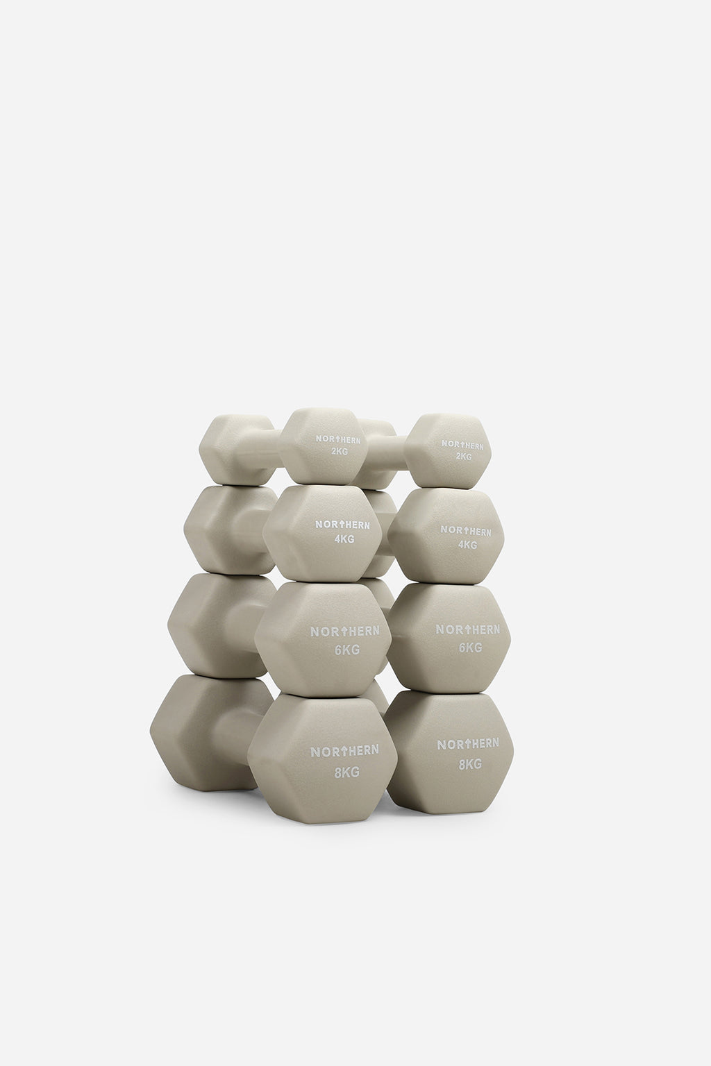 Northern Neoprene Dumbbell Set 2-8kg – Natural Stone