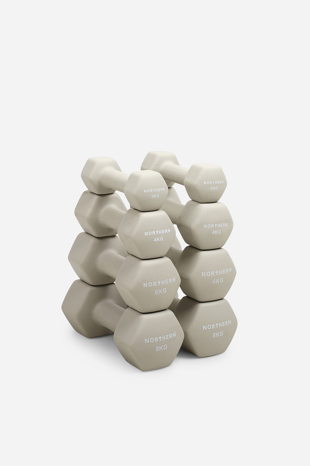 Northern Neoprene Dumbbell Set 2-8kg – Natural Stone Closer View