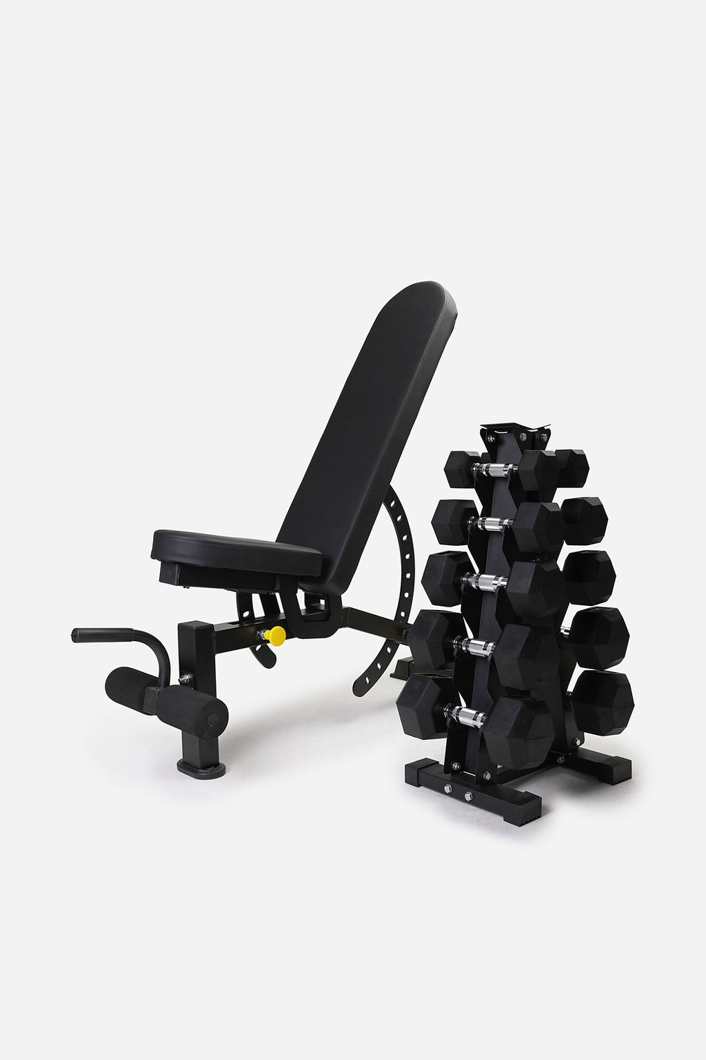Northern 2.5kg-12.5kg Hex Dumbbells Set with Rack Storage 5-Tier A-Frame & Adjustable Bench