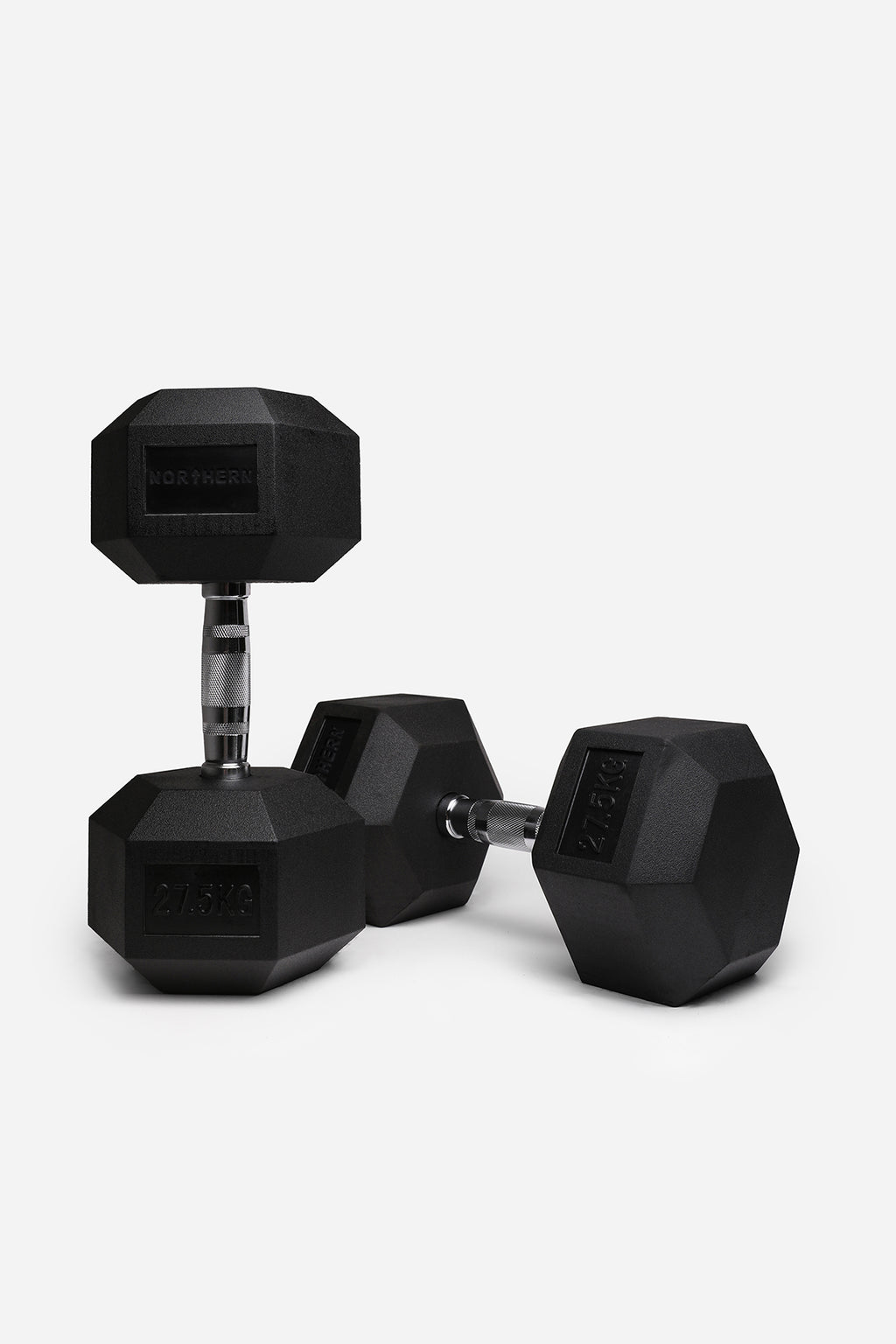 Northern 27.5kg Rubber Hex Dumbbells Pair