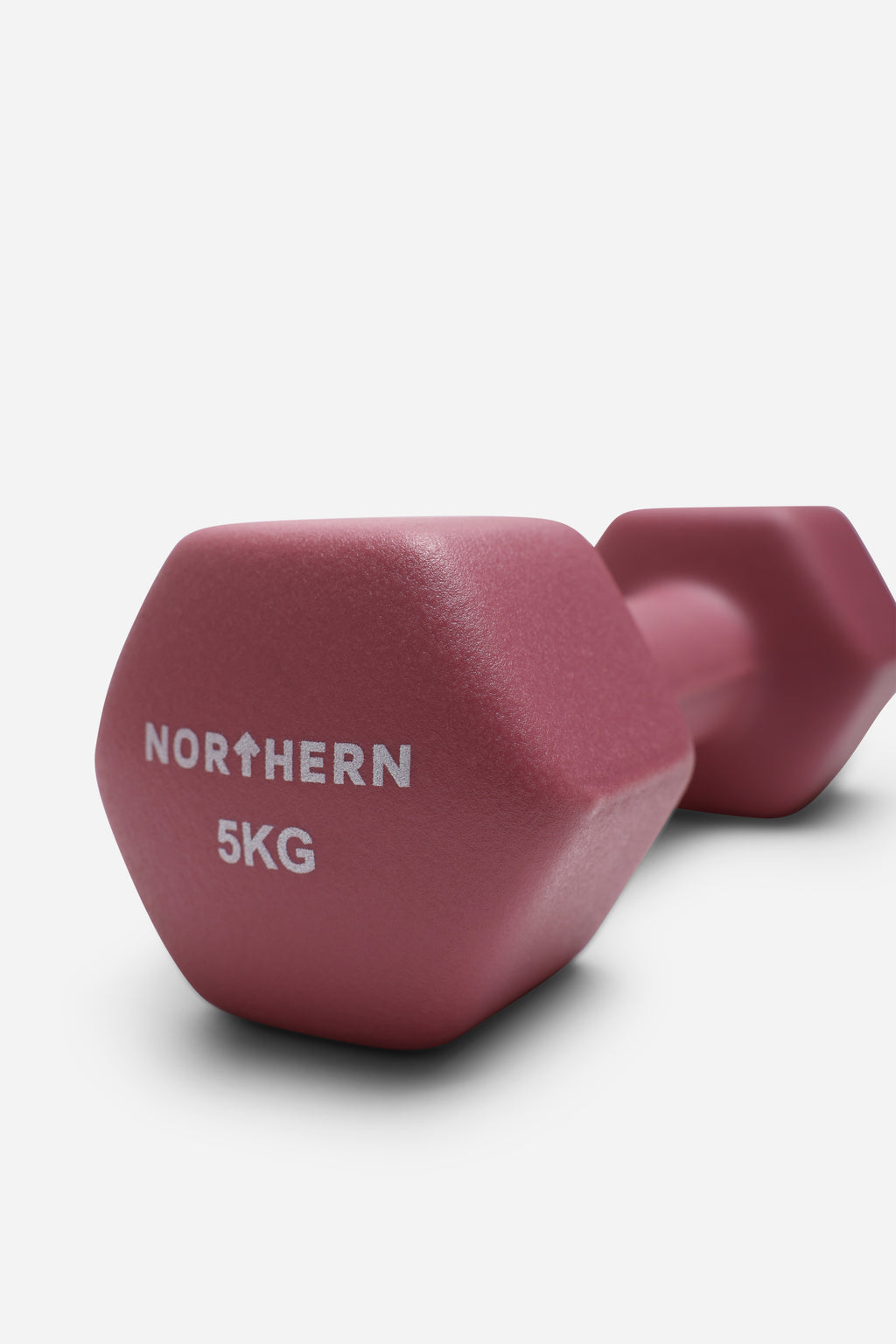 Northern Dusk Pink Neoprene Dumbbells 5kg Close-up View