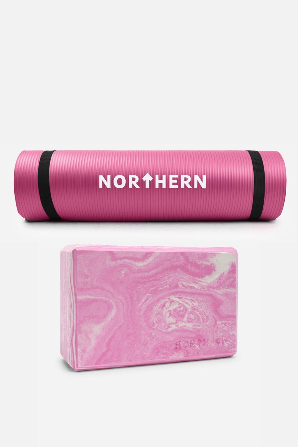 Yoga Mat and Block Set - Pink