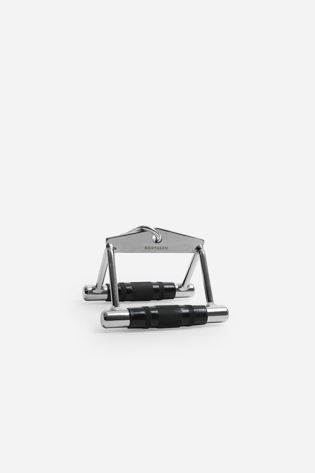 Wide view of seated row close grip handle attachment for back and upper body training