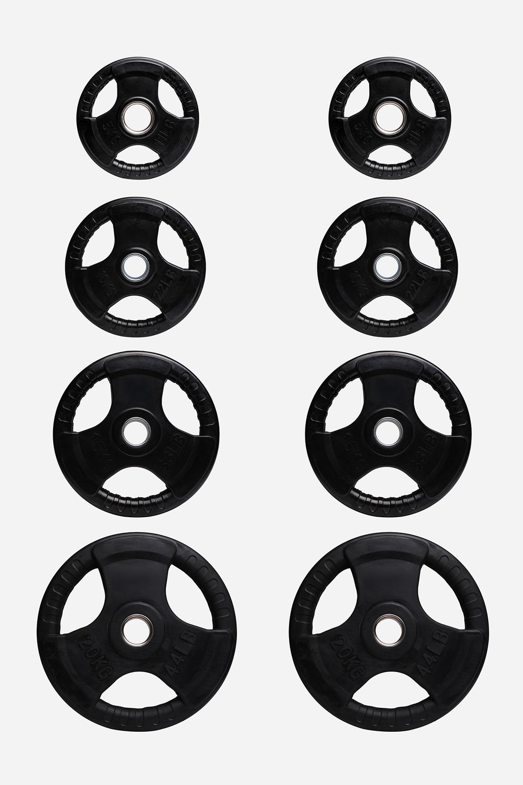 Tri Plate Weights
Olympic Grip 
Weightlifting 
HOME Gym
Cast Iron 100kg set