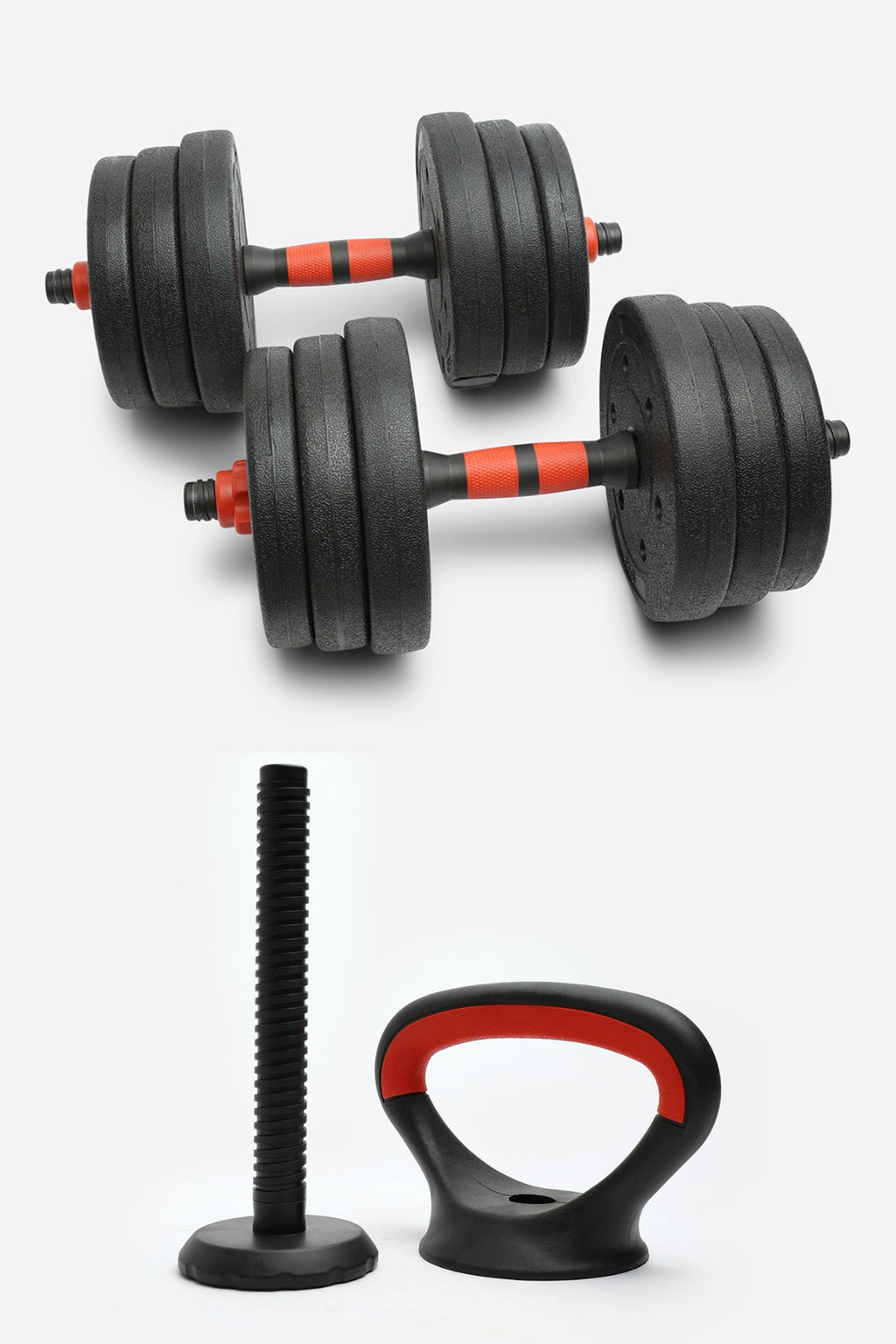 Northern Cement Dumbbell Pair (10kg, 15kg, 20kg) + Kettlebell Handle & Base