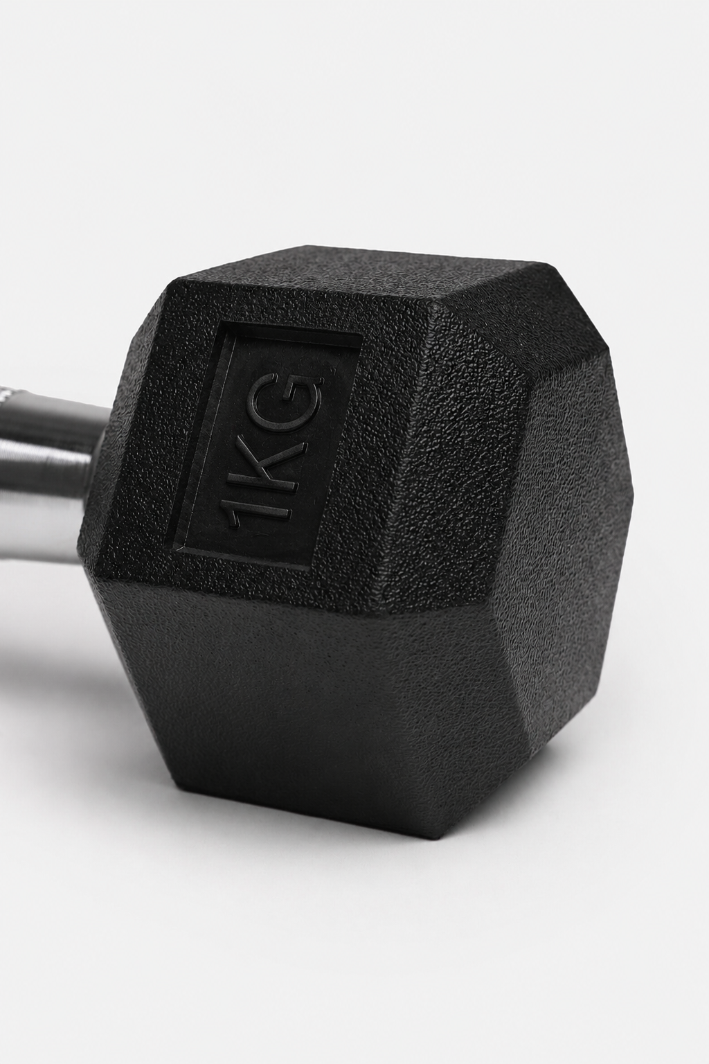 Rubber Hex Dumbbells 1kg Close-up View